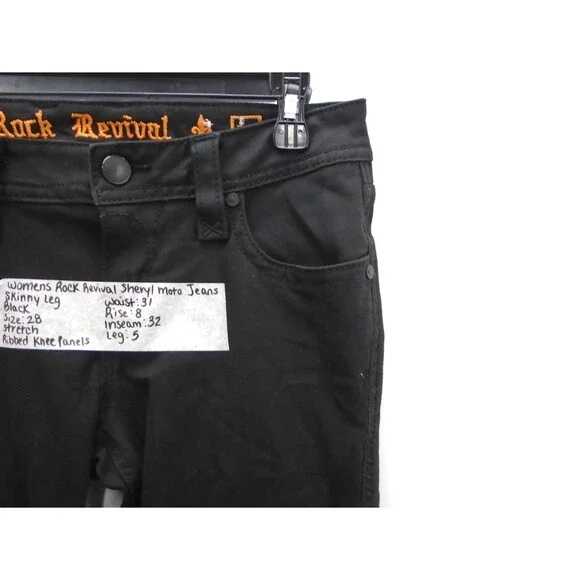 Rock Revival Sheryl Jeans Women 28 (31x32) Black Skinny Moto Biker Stretch Pants - Picture 6 of 15